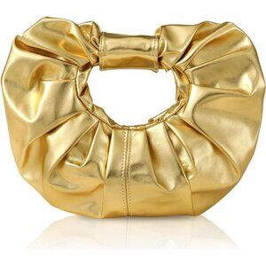 Evening Clutch Purse for Women Pleated PU Leather Wedding Prom Handbag Bag